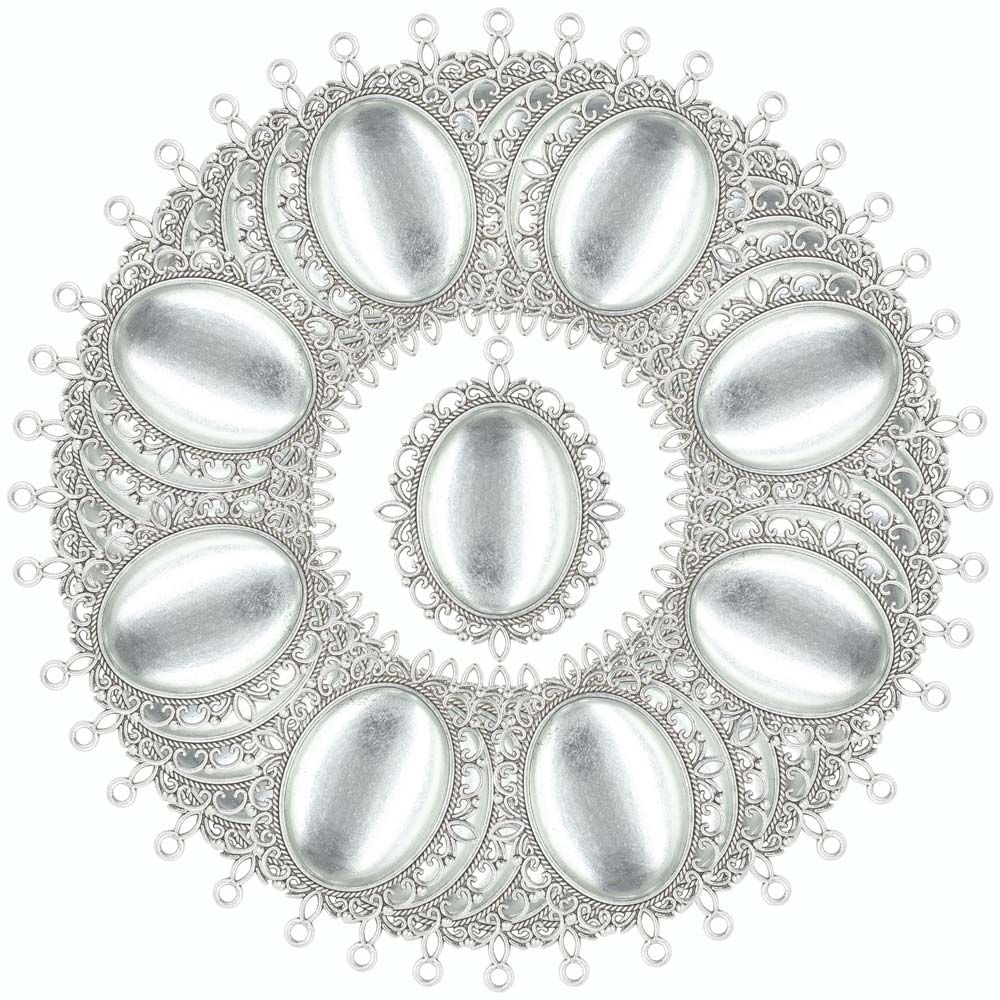 Bezels Set Pendant - ZHUBI 2 pc dwustronne owalne Bezel