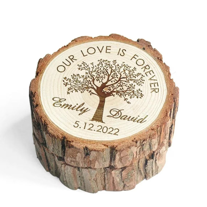 Wood Ring Blank - Spersonalizowane drewniane pudełko na obrączki ślubne