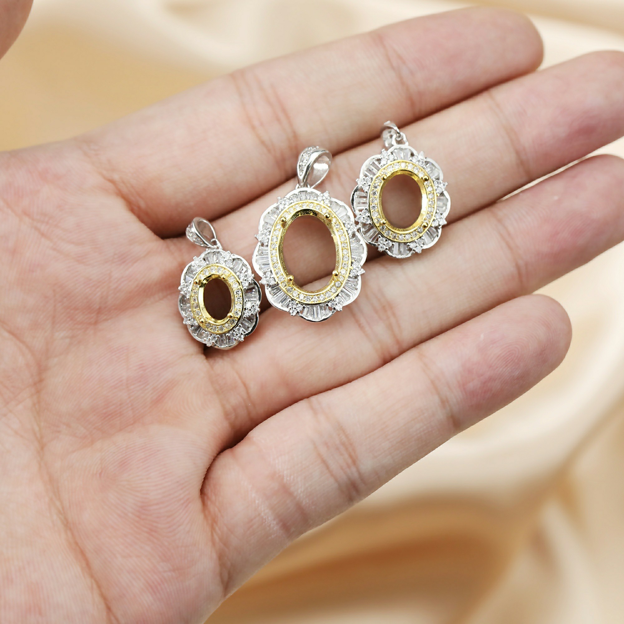 Wiele rozmiarów owalna ramka z – Bezels Set Pendant recenzja i cena
